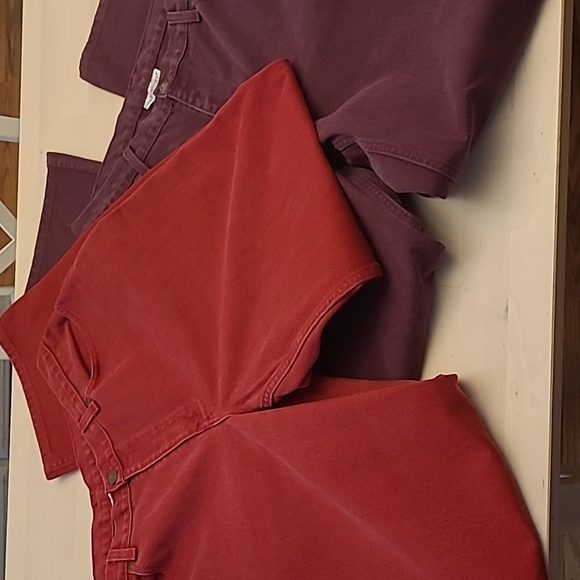 Jeanology Denim - Bundle of 2 Jeanology High Waist Red and Purple Straightleg Jeans Womens 16 Tall